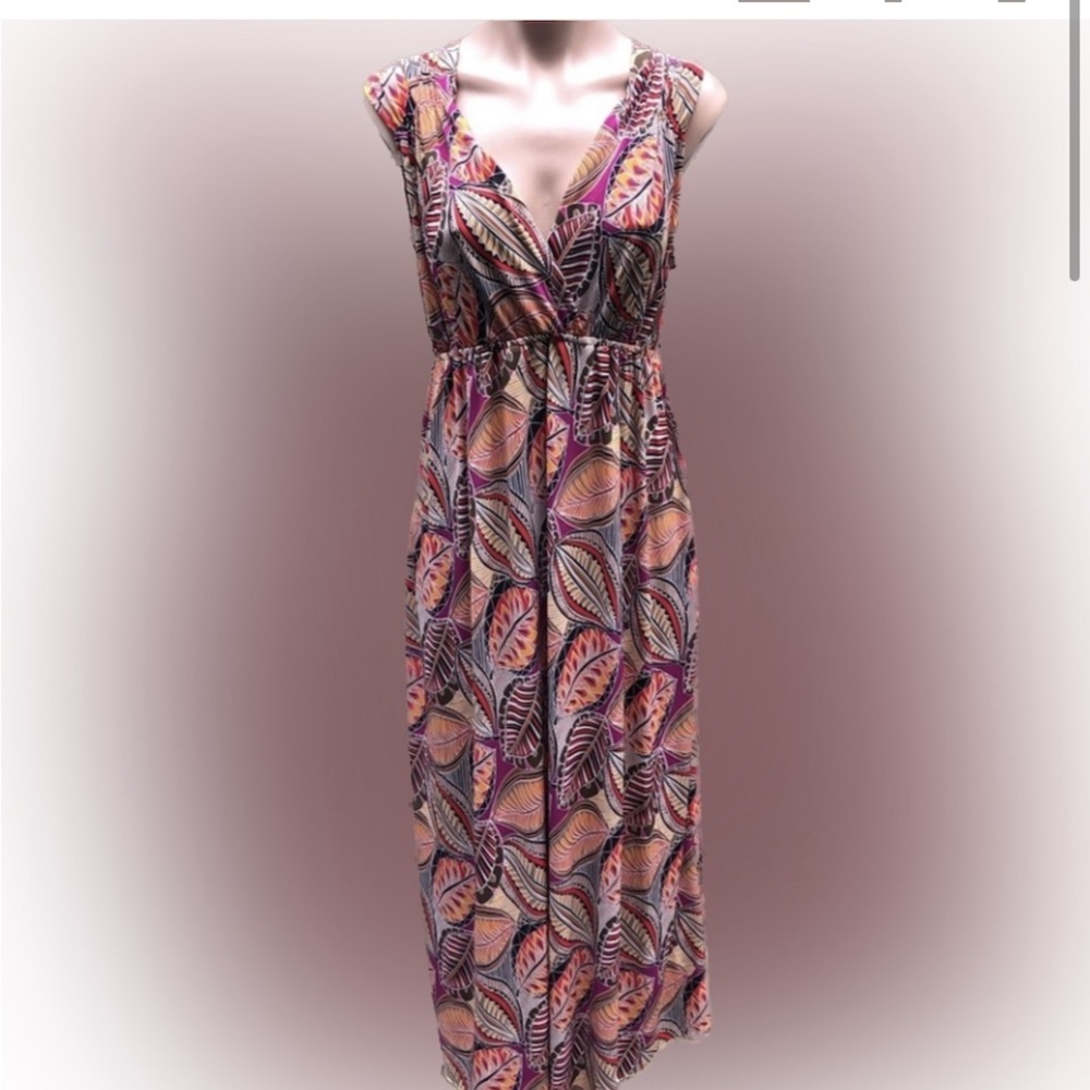 Tribal brand BOHO Bohemian sleeveless Open Back Maxi Dress large easter